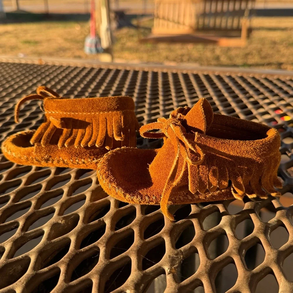 Brown Suede Kids Moccasins